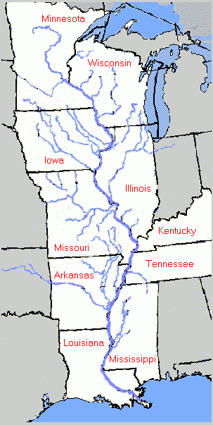 mississippi river map huck finn. Pictured: The Mississippi